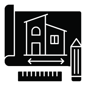 black vector apartment building icon