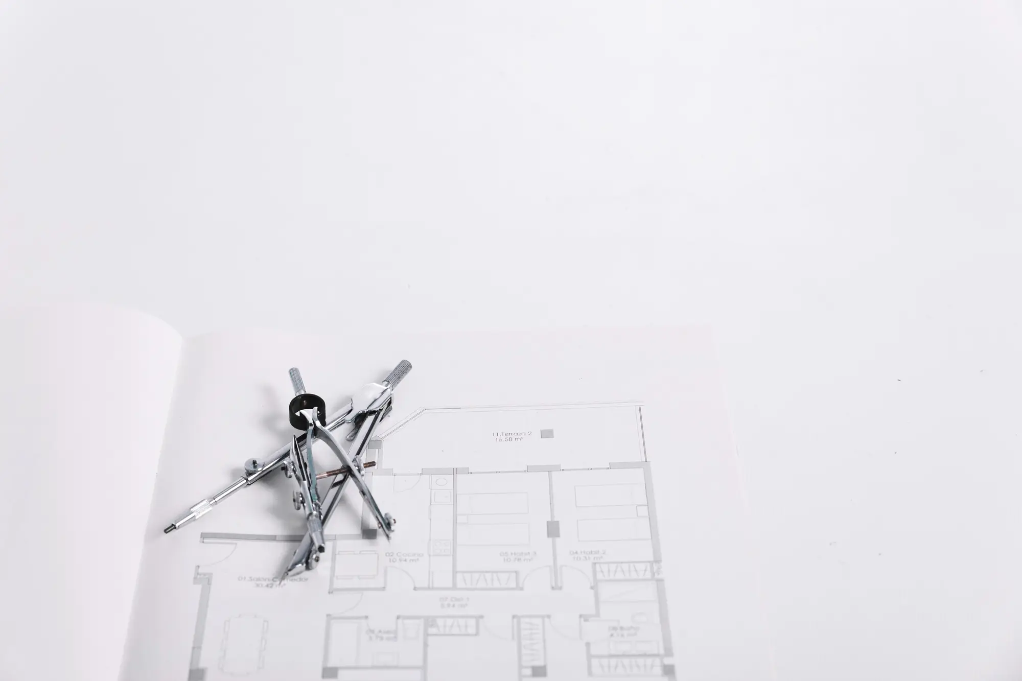 Architecture plans with compass